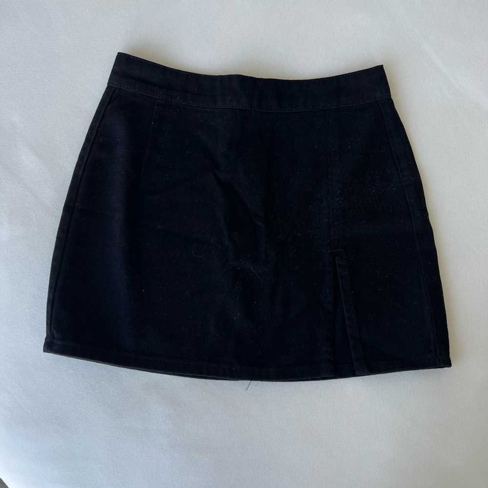 Black Jean Skirt with Slit